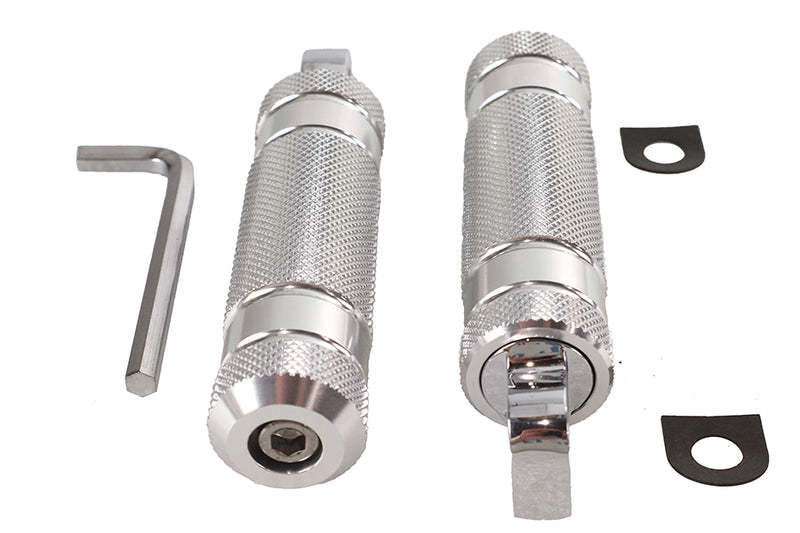 Silver Knurled Four Grooved Footpeg Set