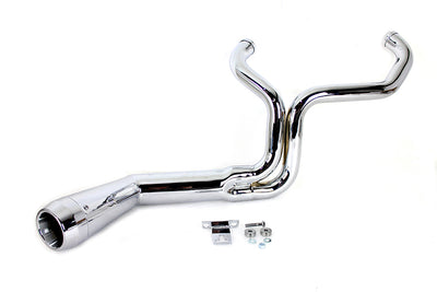 FLT Offset Megaphone 2:1 1-3/4 inch Exhaust Chrome with Chro
