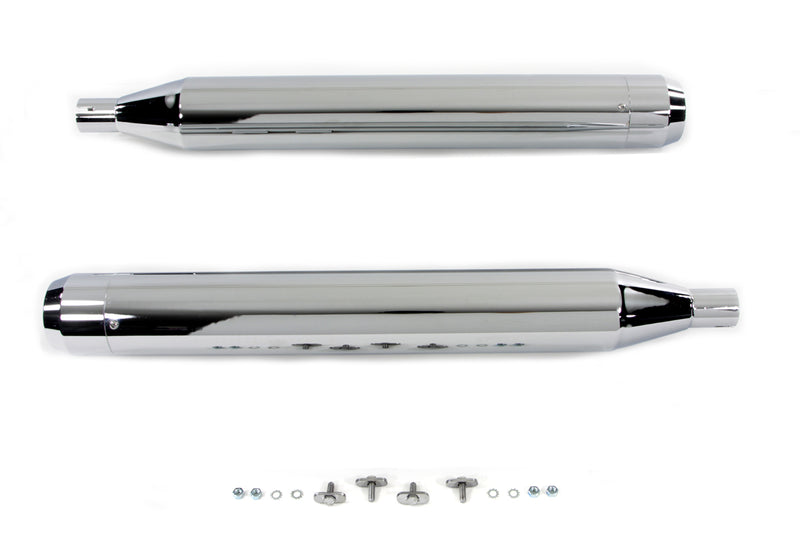 4 inch Muffler Set with Chrome Long Type Tapered End Tips