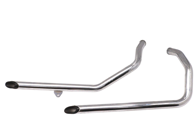 Exhaust Drag Pipe Set Chrome with Black Slash Tips