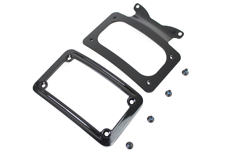 Curved License Plate with Frame Black