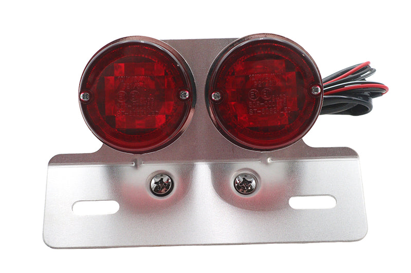 Chrome Twin Round Tail Lamp with Alloy License Bracket