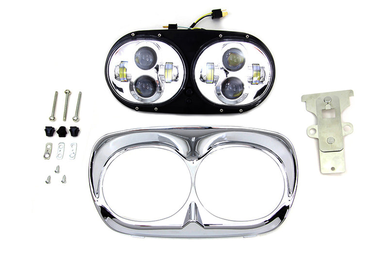 Chrome Dual LED Headlamp Unit