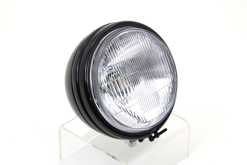 5-3/4 inch Round Stock Type Black Headlamp