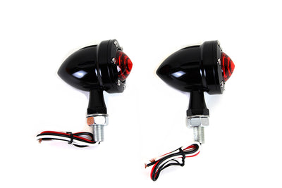 LED Bullet Turn Signal Set Black with Red Lens