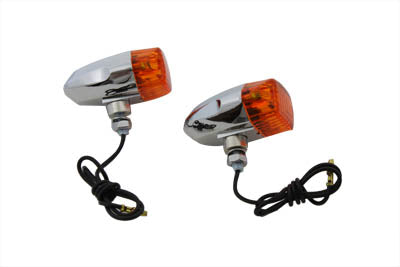 Chrome Snake Eye Marker Lamp Set Amber