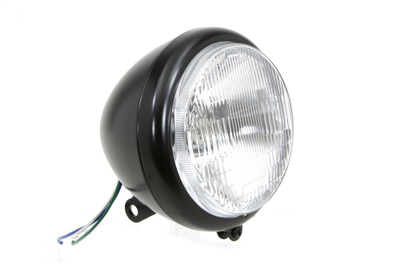 Black 5-3/4 inch Round Headlamp Assembly Teardrop Style