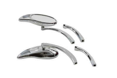 Teardrop Mirror Set with Solid Billet Stems Chrome