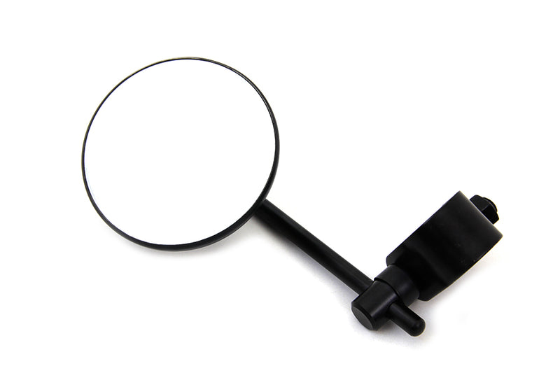 Black 3 inch Round Mini Mirror with Clamp on Stem