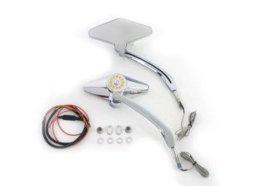 Diamond Shape Mirror Set with Billet Stems