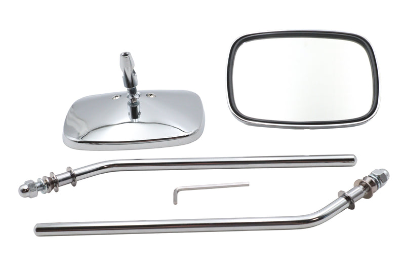 Chrome Rectangle Mirror Set with Round Stems