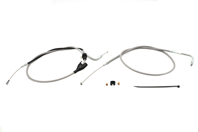 43 inch Stainless Steel Throttle and Idle Cable Set Clear Co