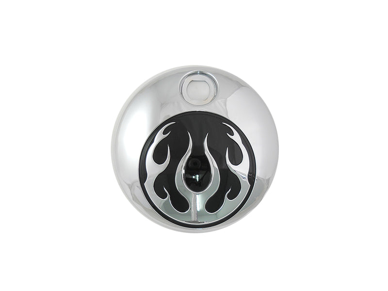 Chrome with Chrome Flames FLT Fuel Tank Console Door