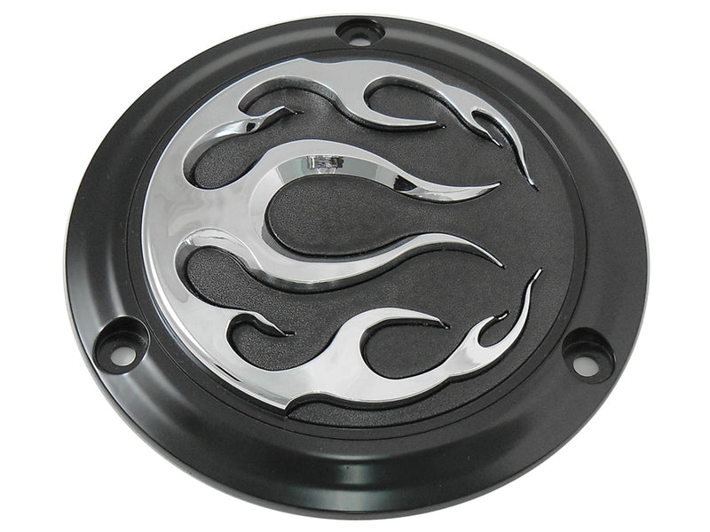 Black 3-Hole Flame Derby Cover