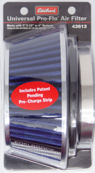 Pro-Flo Air Filter Cone 3.70 Tall Blue/Chrome - 43613