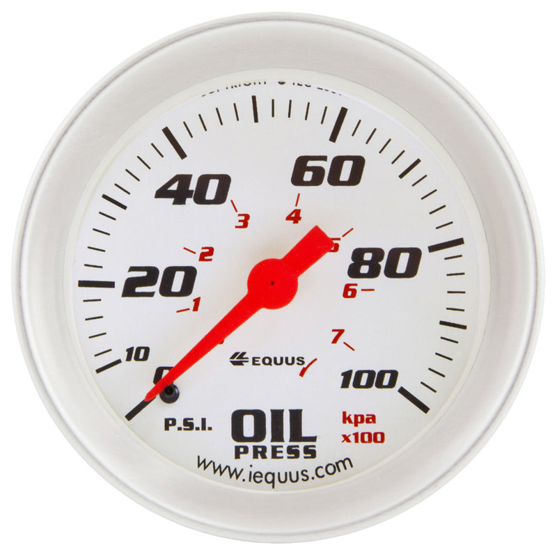 2-5/8 Dia Oil Pressure Gauge Silver 0-100psi