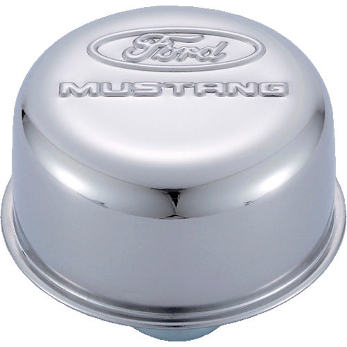 Chrome Steel Breather W/Ford Mustang Logo - 302220