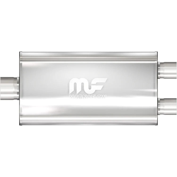 Stainless Muffler 3in Inlet/2.5in Dual Outlet - 12588