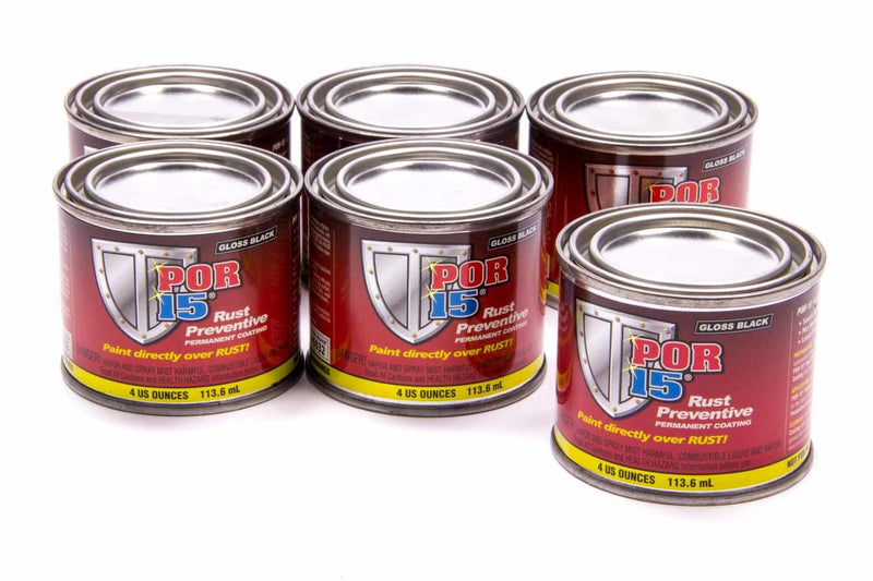 POR-15 Paint Gloss Black Six Pack-4oz Cans - 45006
