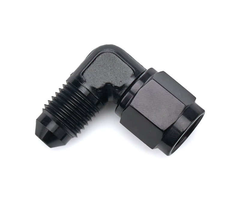 4AN male to 4AN Female Fitting 90-Deg Black