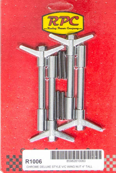 4in Chrome Wing Nuts 1 1/4-20 4pk