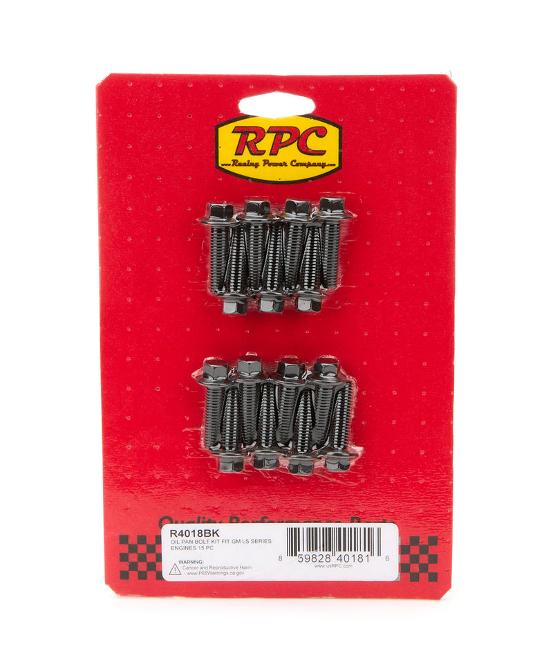LS Oil Pan Bolt KIt 15Pc Black - R4018BK