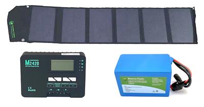Bioenno Power Portable Solar Panel, Charge Controller and Battery Packages
