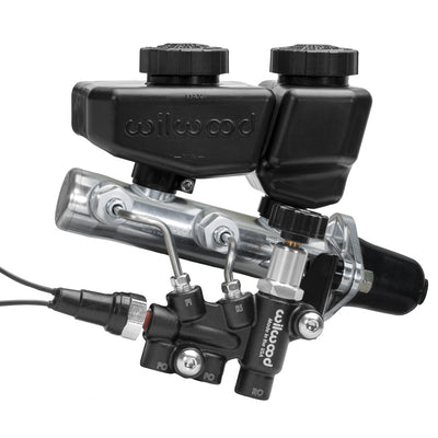 Tandem Remote M/C Kit w L/H Brkt & Prop Valve - 1" Bore,Black-w/Angled Reservoir - 26116962BK