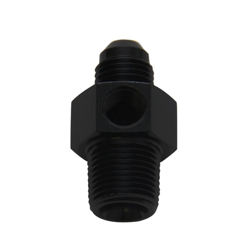 Male AN Flare to Male NPT Union Adapter with 1/8" NPT Port; Size: -6AN; 1/4" Male NPT - VIB16495