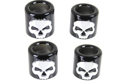 Pushrod Cover Cup Set Black with Chrome Skull Design