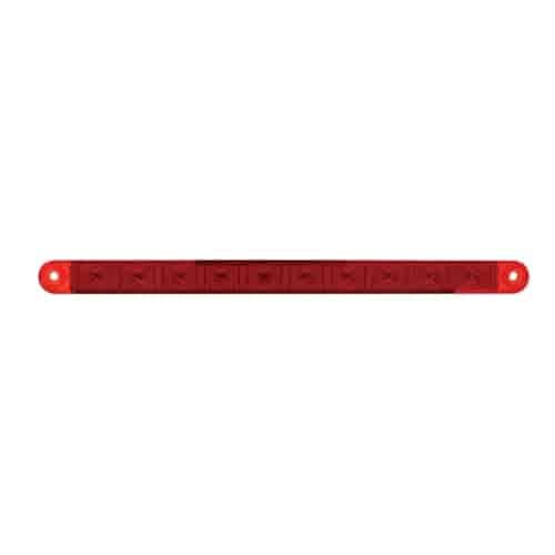 United Pacific 10 LED 9 Split Turn Function Light Bar - Red LED/Red Lens