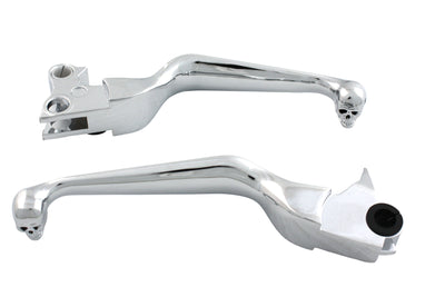 Chrome Contour Hand Lever Set with Skull Ends