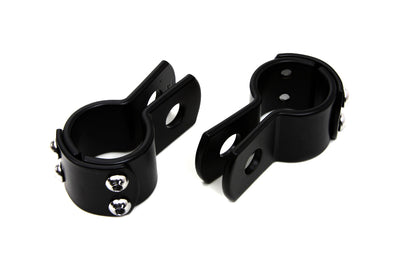 Black 1-1/2 inch Footpeg Mount Clamp Set