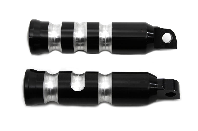 Black Contour Grooved Footpeg Set