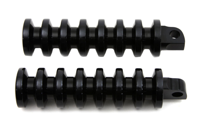 Black Grooved Footpeg Set