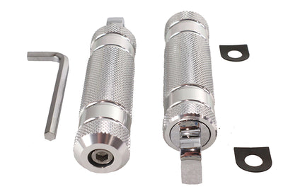Silver Knurled Four Grooved Footpeg Set