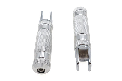 Silver Knurled Four Grooved Footpeg Set