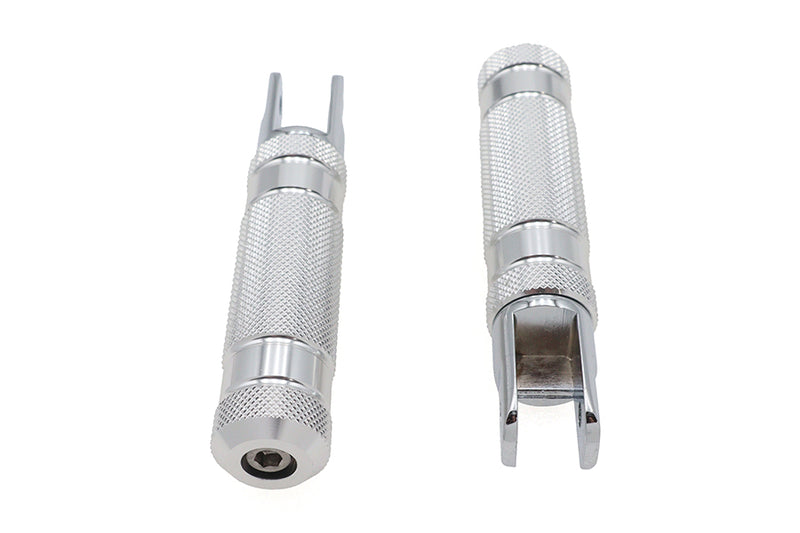 Silver Knurled Four Grooved Footpeg Set