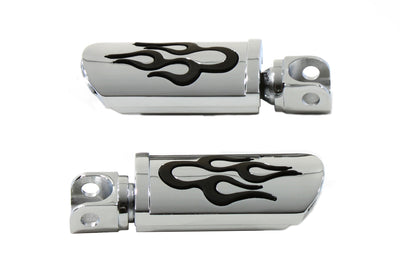Flame Style Adjustable Footpeg Set Chrome