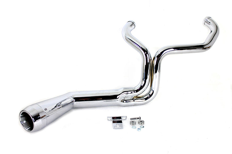 FLT Offset Megaphone 2:1 1-3/4 inch Exhaust Chrome with Chro