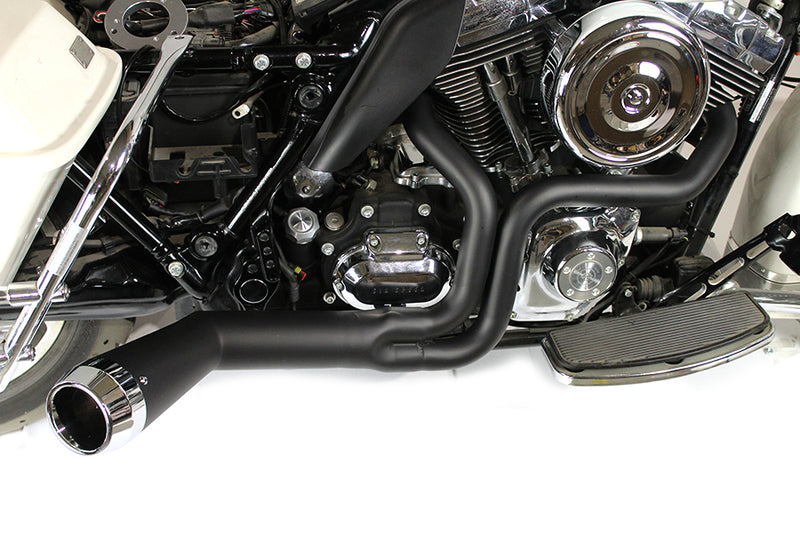 FLT Offset Megaphone 2:1 Exhaust Black with Chrome Tip