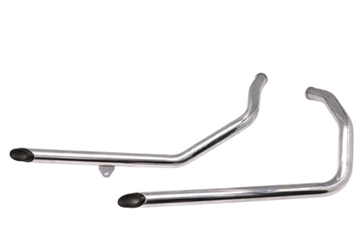 Exhaust Drag Pipe Set Chrome with Black Slash Tips