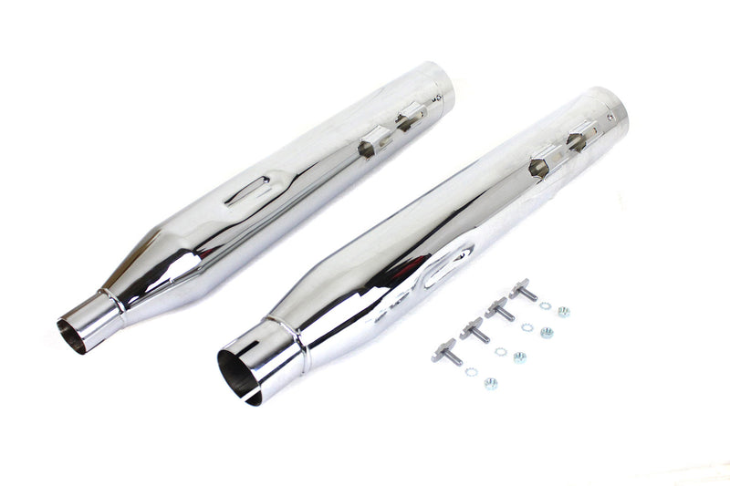 Wyatt Gatling Muffler Set Chrome with Chrome Slash Down Tip