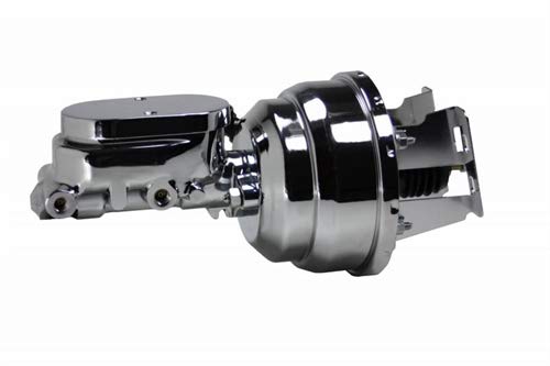 LEED BRAKES 8 Inch Dual Power Booster, 1-1/8 Inch Bore Flat Top Master (Chrome)