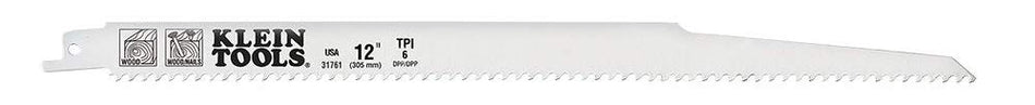 Klein Tools 31761 Reciprocating Saw Blades, 6 TPI, 12-Inch, 5-Pack, Made in USA