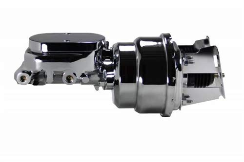 LEED BRAKES 7 Inch Dual Power Booster, 1-1/8 Inch Bore Flat Top Master (Chrome)