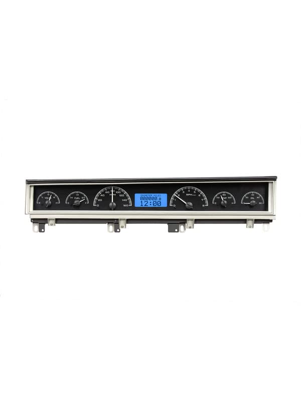 Dakota Digital VHX-68D-STD-K-B Compatible with 1968-70 Mopar B-Body: Coronet, Belvedere, Satellite and Road Runner VHX Gauge Instrument System Black Alloy Blue Backlighting