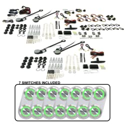 AutoLoc Power Accessories 18513 4-Door Power Window Kit (with 7 Daytona Billet Switches - Green Illumination)