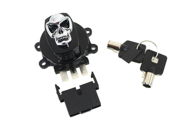 Black Ignition Switch with Chrome Skull