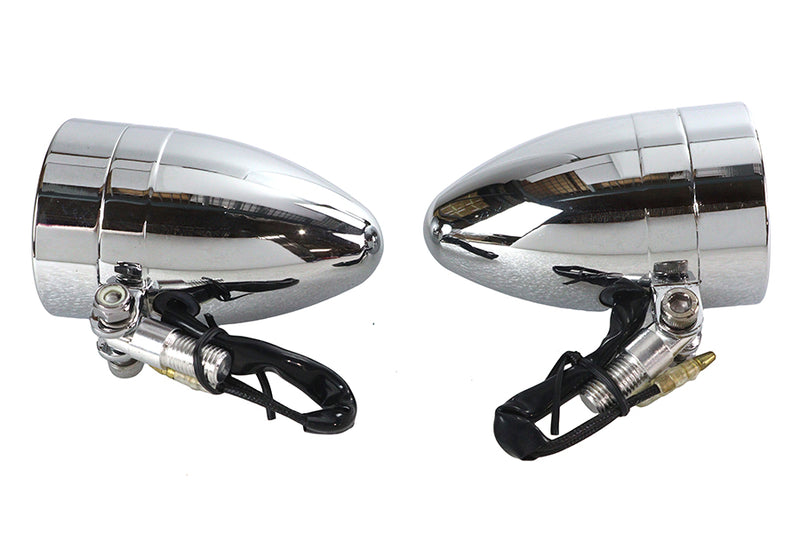 Chrome Torpedo Marker Lamp Set with Clear Lens